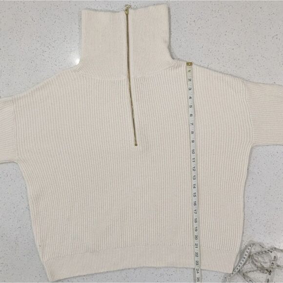 Talbots Cotton Wool Blend Ivory Knit Pullover Sweater Half-Zip Wing Collar 2X - Picture 6 of 8